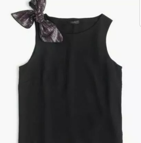J. Crew Womens Black Shoulder Bow Drapey top - Picture 4 of 8